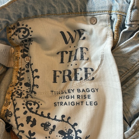 We The Free Tinsley Baggy High Rise Straight Leg Light Blue Distressed Jeans 27 - Picture 5 of 11